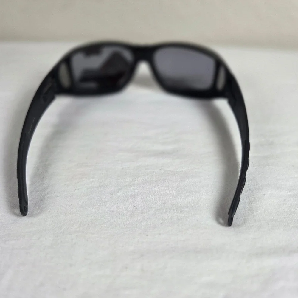 Polarized Fit Over Sunglasses Black Frame Smoke Lens Glare Blocking Fitover Wear